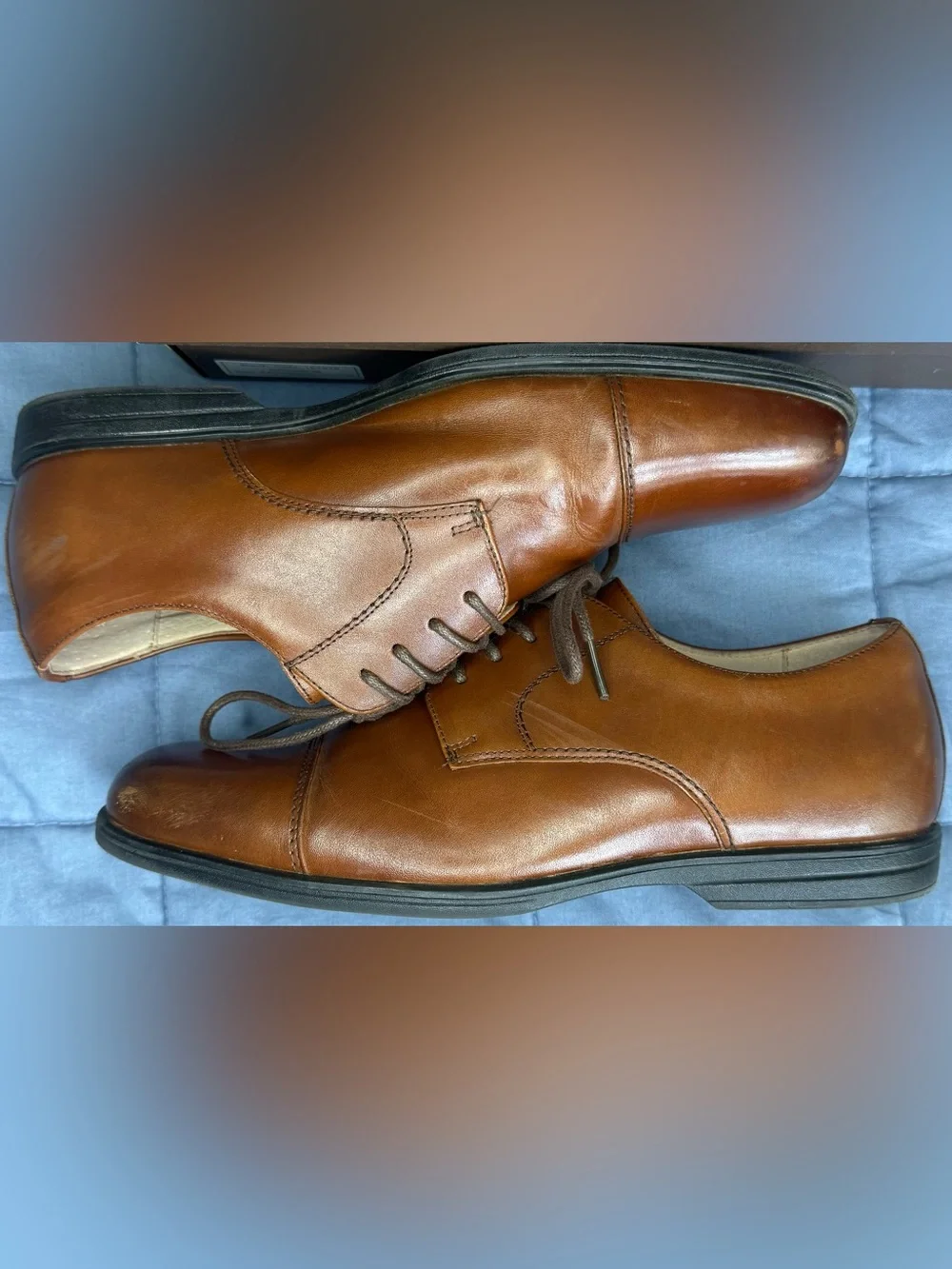 Florsheim Kids Reveal Jr Cap Toe Oxford Leather Dress Shoes Cognac 7M